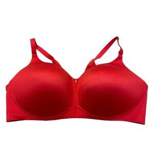 Cacique Lightly Lined No Wire Tshirt Bra Size 44DDD Red Molded Back Close